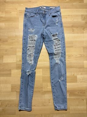 Guess Light Wash Distressed Skinny Jeans